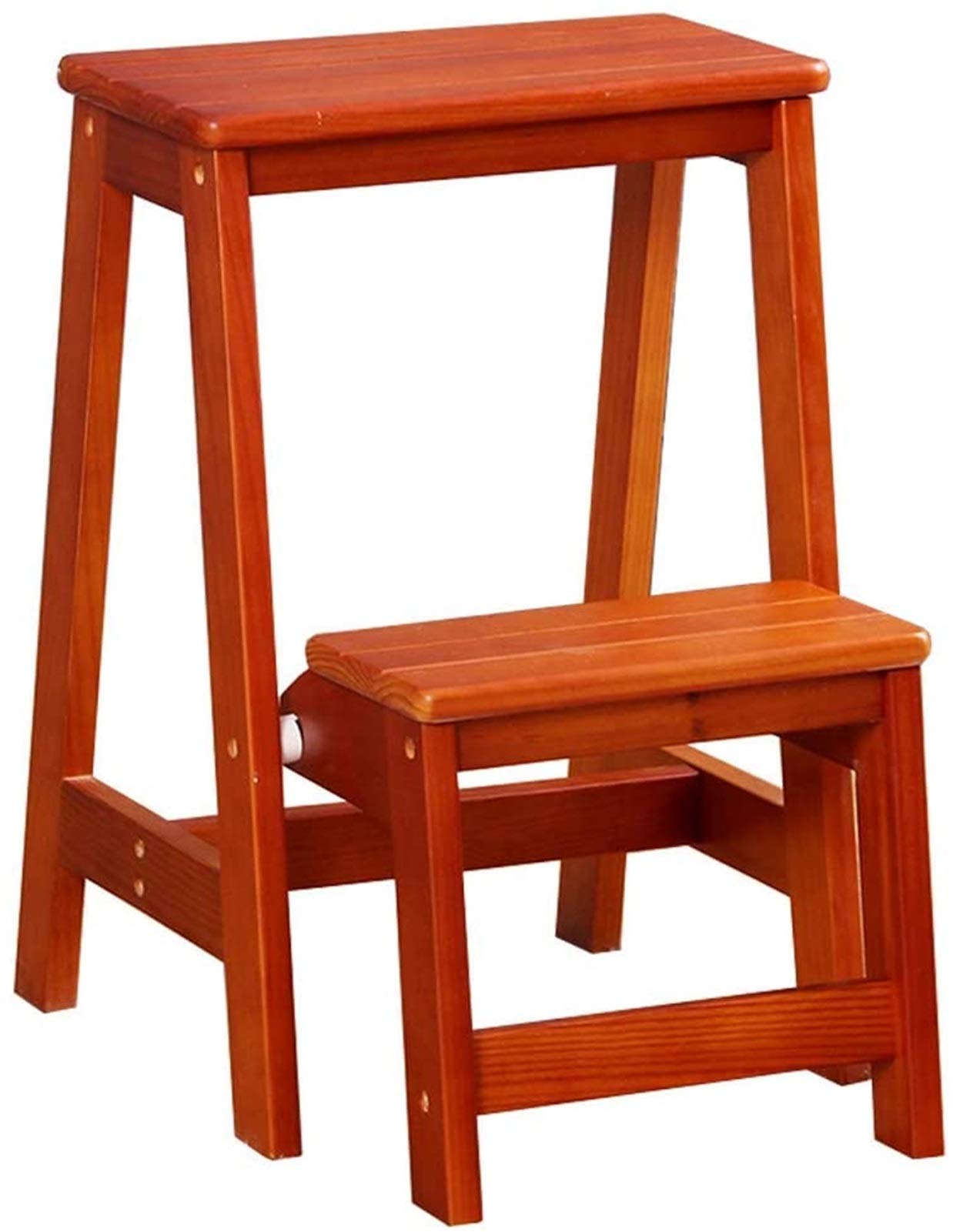 Taburete portátil de madera natural de 2 peldaños para alcanzar estantes altos