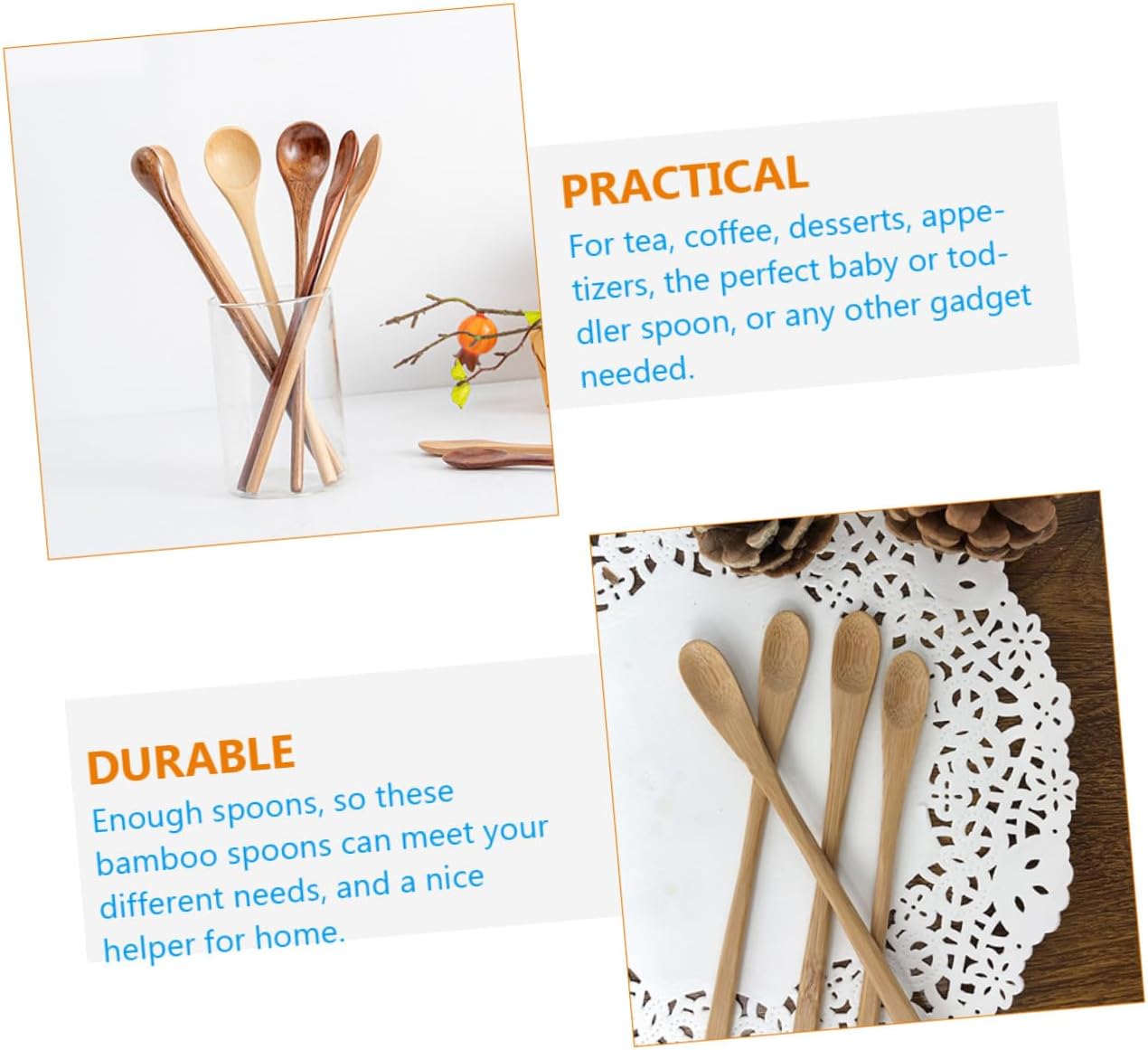 10pcs Reusable Mixing Spoons Handle for Juice and Desserts Kitchen Utensils for Home Cafe and Parties