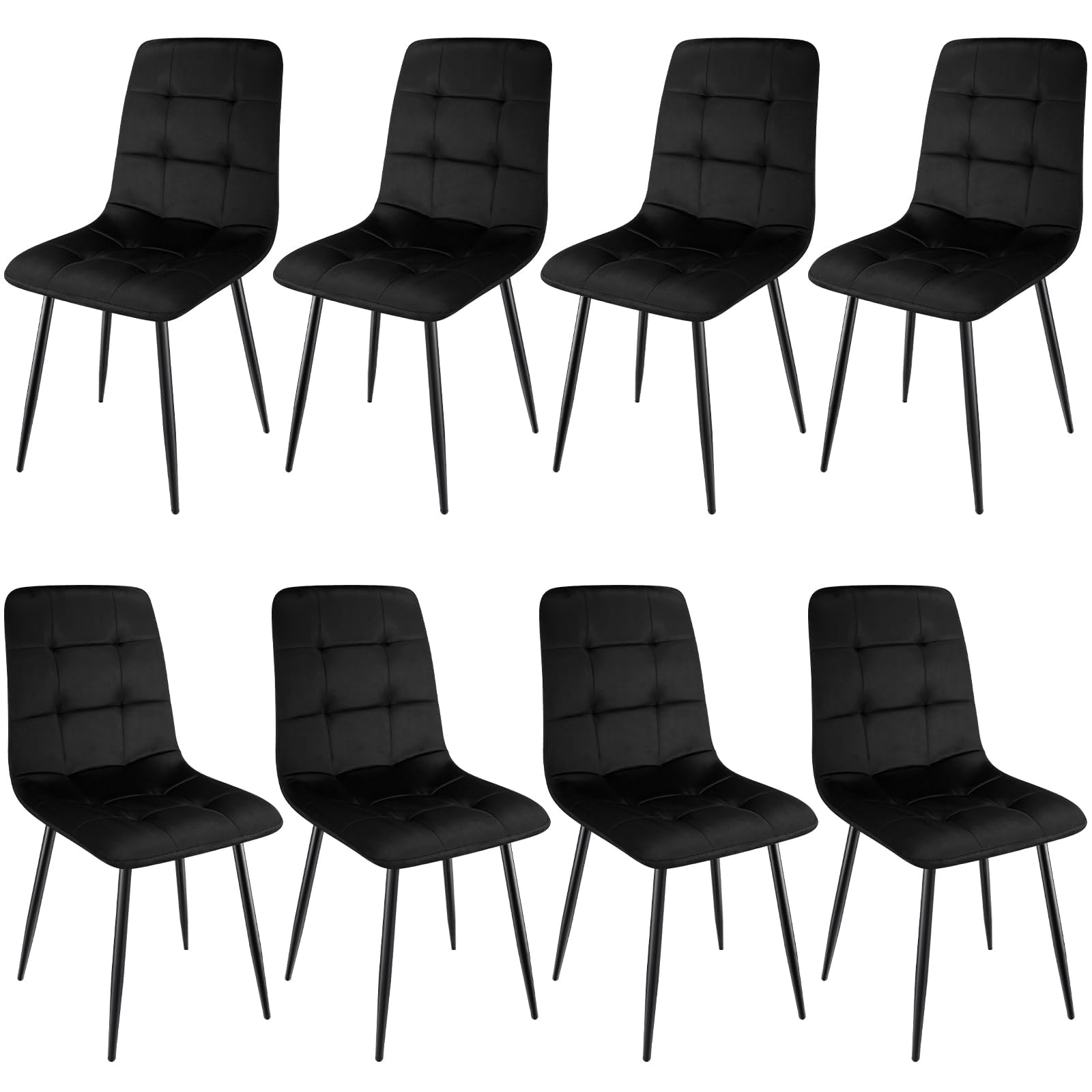 ANVOFONG Esszimmerstuhl 8er Set, Verdickte Holländischen Samt Kissen Esszimmerstuhl Geeignet für Esszimmer Küche Essen, Studie Lesen, Wohnzimmer Freizeit, Schwarz.