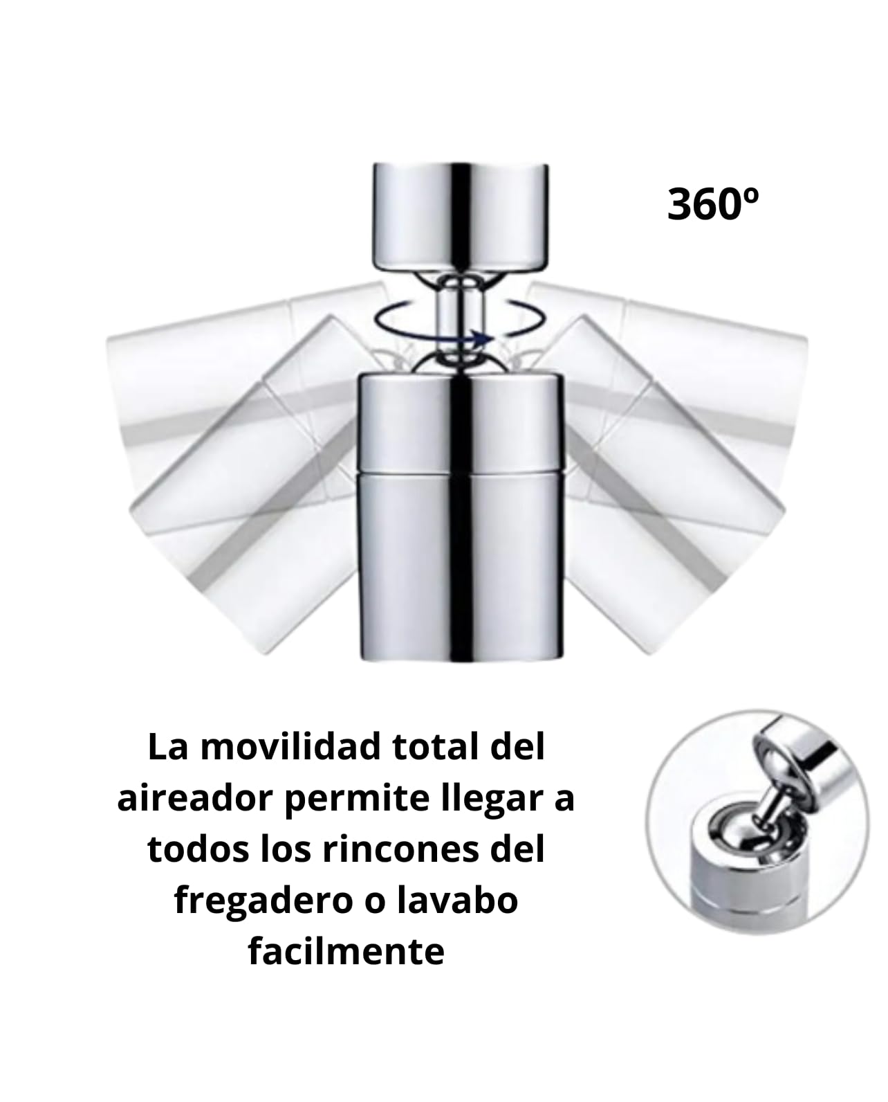 Aireador extensor grifo cocina, Grifo 360° Giratorio, Aireador Grifo Cocina y baño, Atomizador Grifo, Adaptador grifo cocina para Lavabos de Cocina y Baño, Rosca interna 22 mm