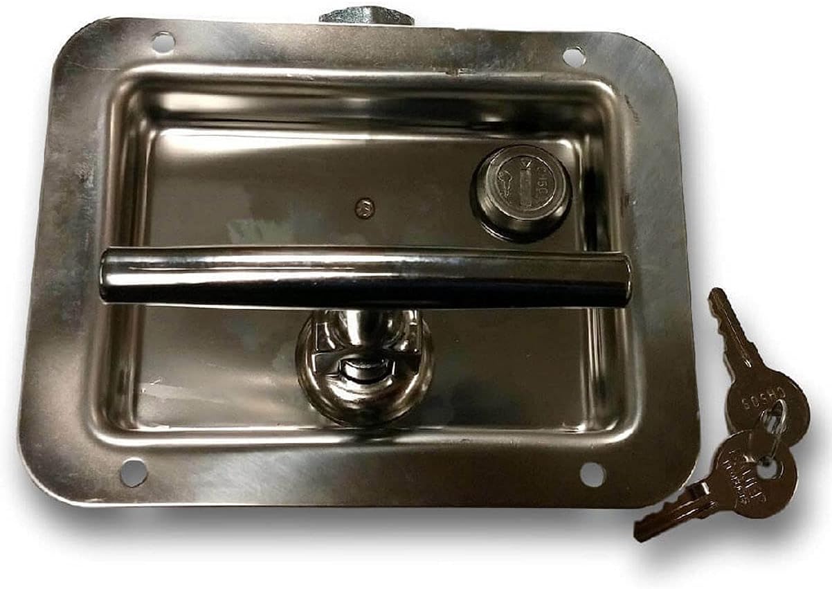 Gordon Glass Stainless Steel 3 Point Folding T-Handle | Contractor Cap Folding T-Handle, Chrome | Bauer Products 711 | for Camper RV Truck Tool Box