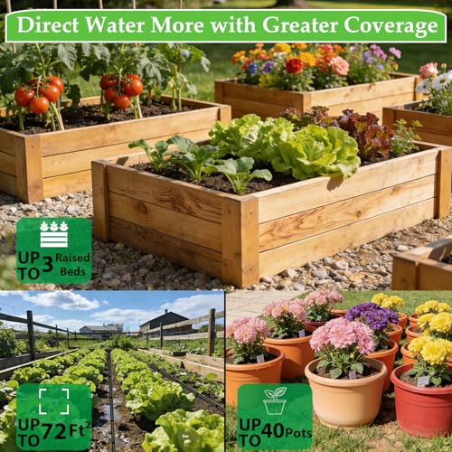 MIXC 1/4" Irrigation Dripline Tubing Kit (100 Ft Roll) with 10Ft 1/2" Main Line, Saving 80% Water, 6" Emitter Spacing, 0.5GPH Emitters Built-in Drip Irrigation Line with 1/4" Push-to-Connect Fittings by MIXC - Used condition - Image 3