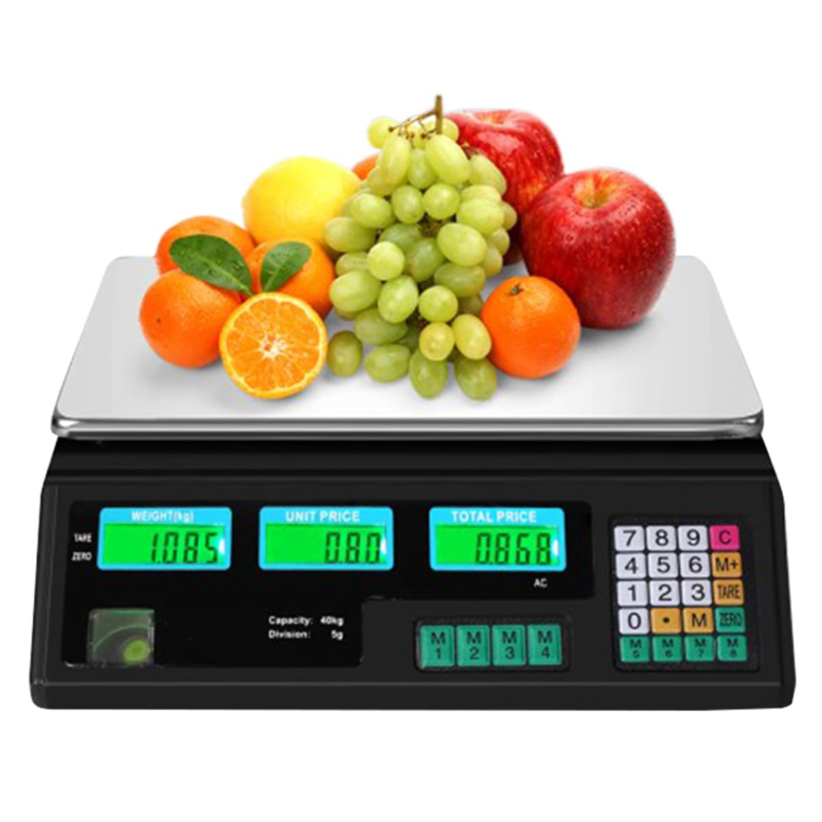 Preisberechnungs-Plattformwaage, Elektronische Waage, Hochpräzise Lebensmittelwaage Doppelseitige LCD-Anzeige HDWR wagPRO-S40B