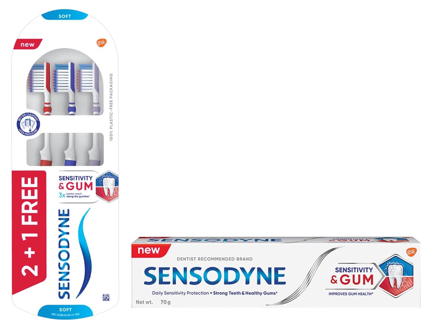 Sensodyne Sensitivity & Gum Manual Toothbrush, 107.6 g,Multicolor & Sensodyne Toothpaste Sensitivity & Gum, 70 gm-image-4