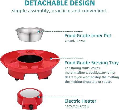 Miniatura 2 de Mini olla eléctrica de chocolate de 8.79 onzas, juego de fondue para fundir con 4 tenedores, bonita fuente de fondue de chocolate, máquina