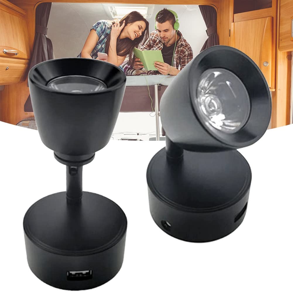 DYK&NX 2pcs LED Lampada Lettura, Connessione USB Boat luci Spot, Illuminazione per Camper, in Alluminio, per per Barca Auto Caravan Camper (Color : 6000K White Light)