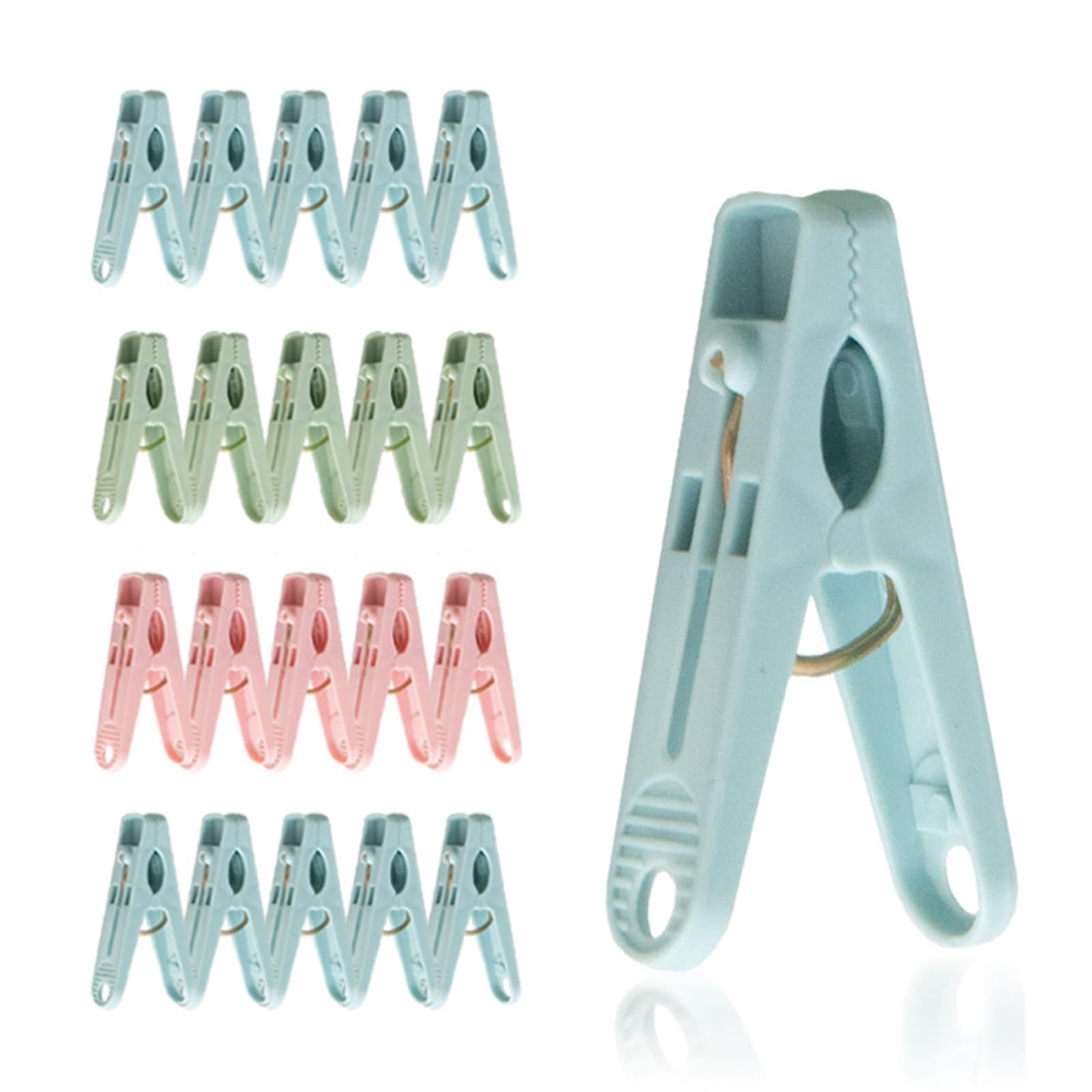 Photo 1 of 20 Pack Multipurpose Clothes Pins - Durable Plastic Clothespins with Textured Inner Jaw & Reinforced Metal Spring, Vibrant Colors for Laundry Drying, Socks, DIY Photo Display & Food Bag Sealing