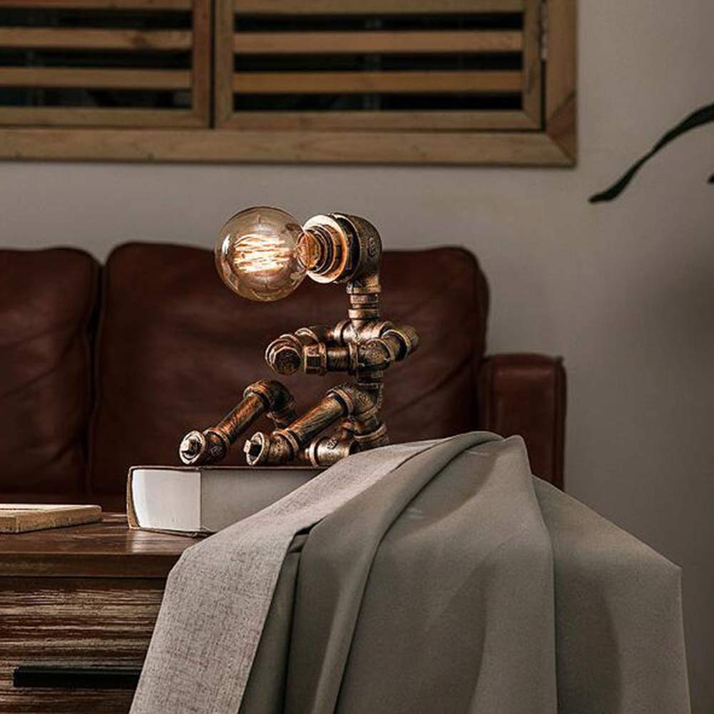 ADITAM lampa stołowa Retro przemysłowe żelazne fajki wodne Robot ADITAM Vintage lampa biurkowa Steampunk oświetlenie na biurko (brak w zestawie żarówki) Double the comfort
