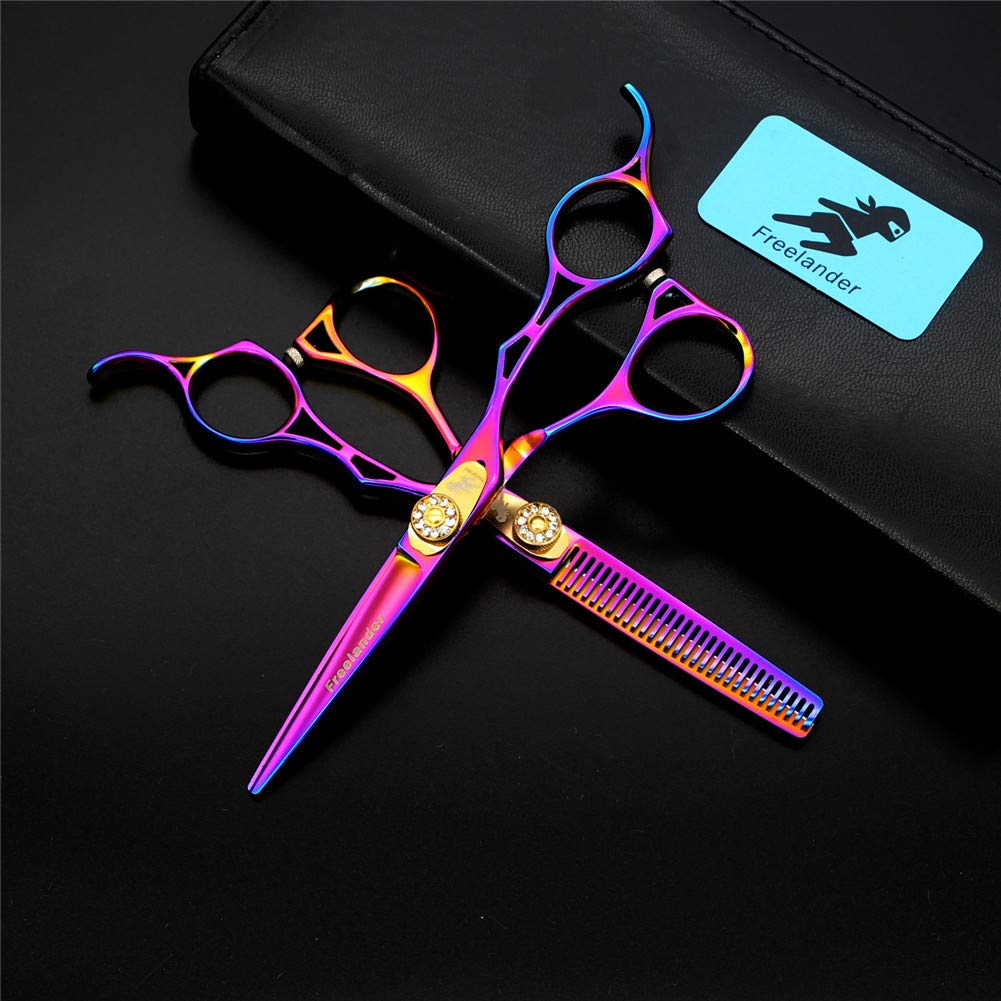 6.0 inch Professional hairdressing scissors Suit 440C high hardness sharp Color high-grade hollow handle Salon hairdressing scissors flat shears shears thinning cut(color)