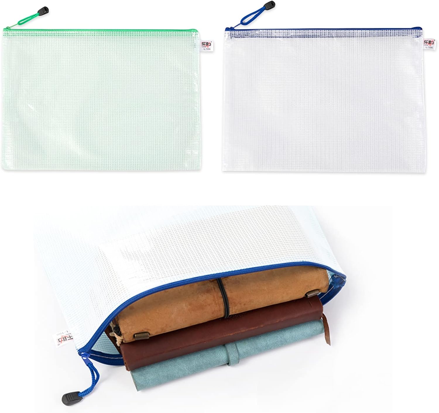 Bolsa Para Documentos,Bolsa Para Documentos A4,Bolsillos De Plastico Con Cremallera,Malla Bolsas De Documentos De Cremallera,Para Estudio,Trabajo,Maquillaje,2 Uds.