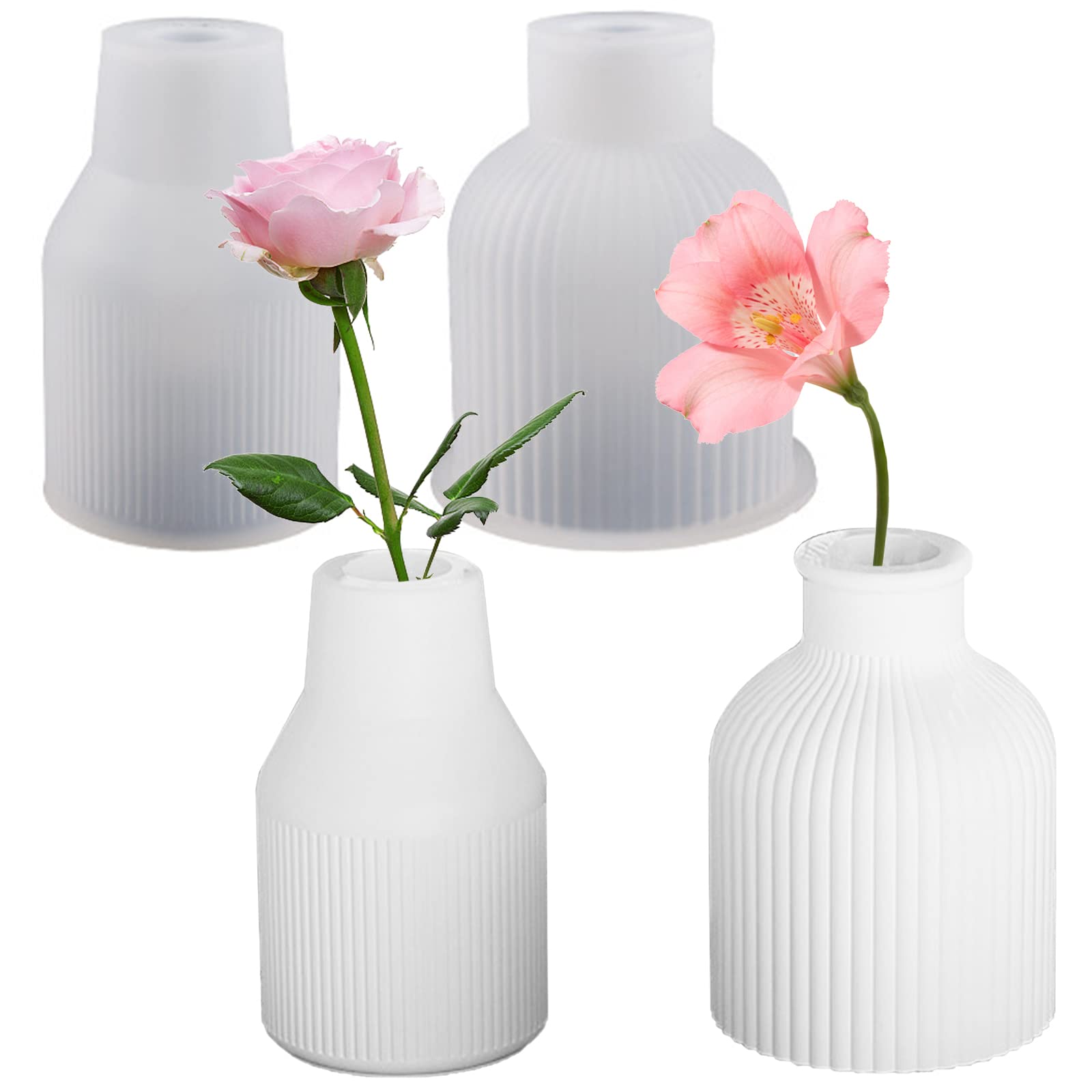 Vidillo Vase Epoxy Resin Moulds 2Pcs Casting Silicone for Crafts Molds Beginners Art Starter Making DIY Craft Decoration (A)