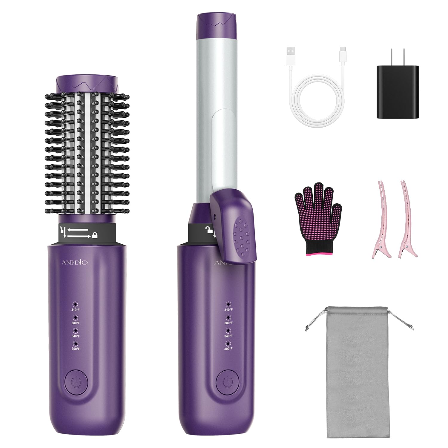 Amazon.com: ANI·DIO Cordless Curling Iron Brush,4 In1,8000mAh,4