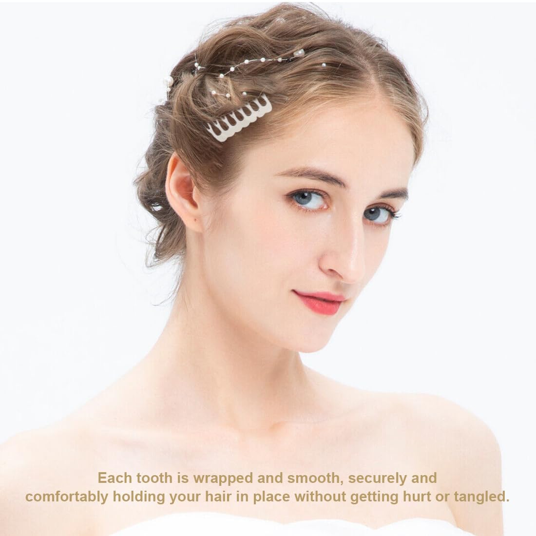 20 Pezzi Pettini Laterali in Metallo 10 & 6 Denti, pettinini per Velo, Lato per Capelli per Capelli da Donna Francese con Denti per Accessori per Capelli con Clip per Chignon Argentato & Oro
