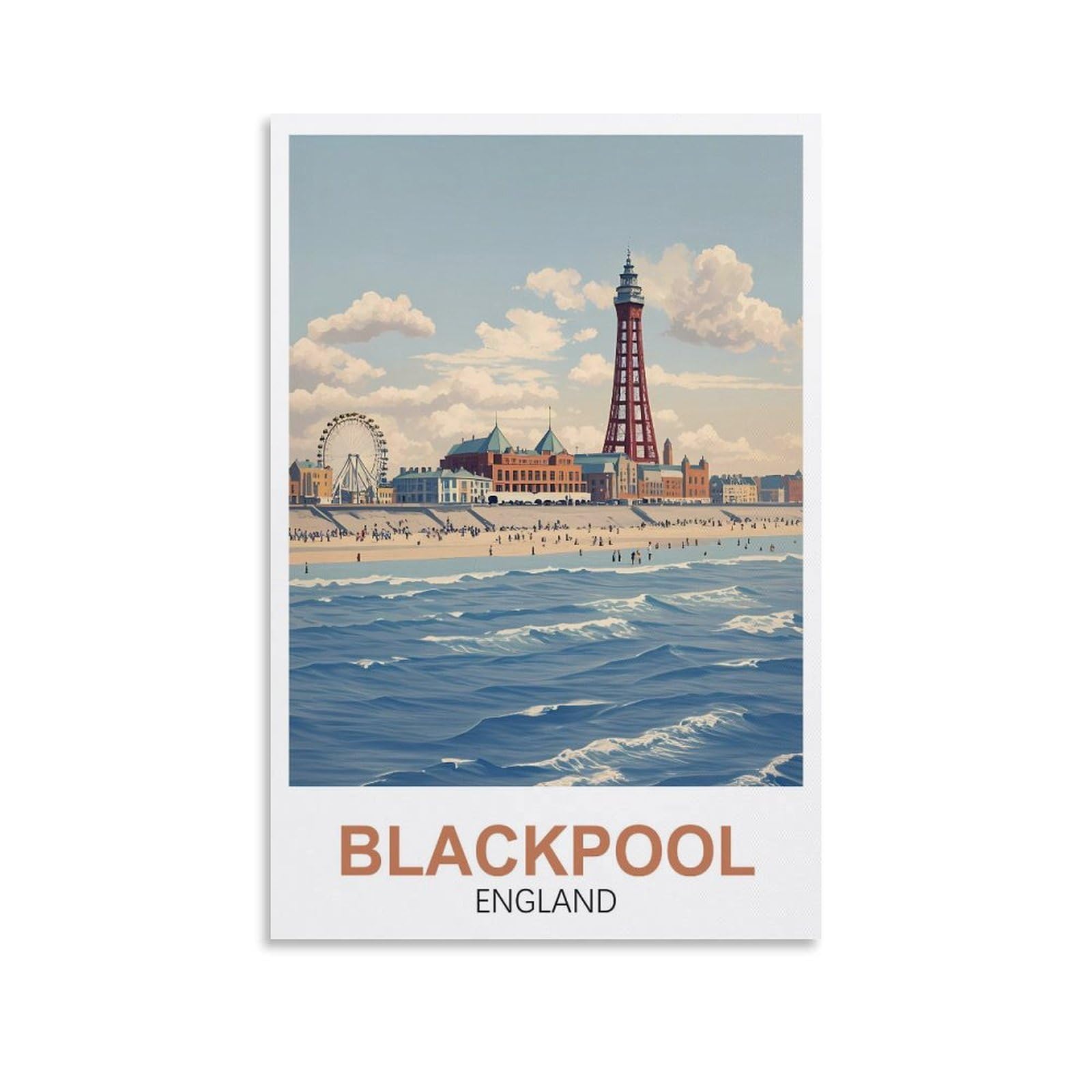 Ymqwjylw Unframe-Style Blackpool England Vintage Travel Posters 24X36inch(60X90cm) Canvas Printing Home Decor Wall Art Prints
