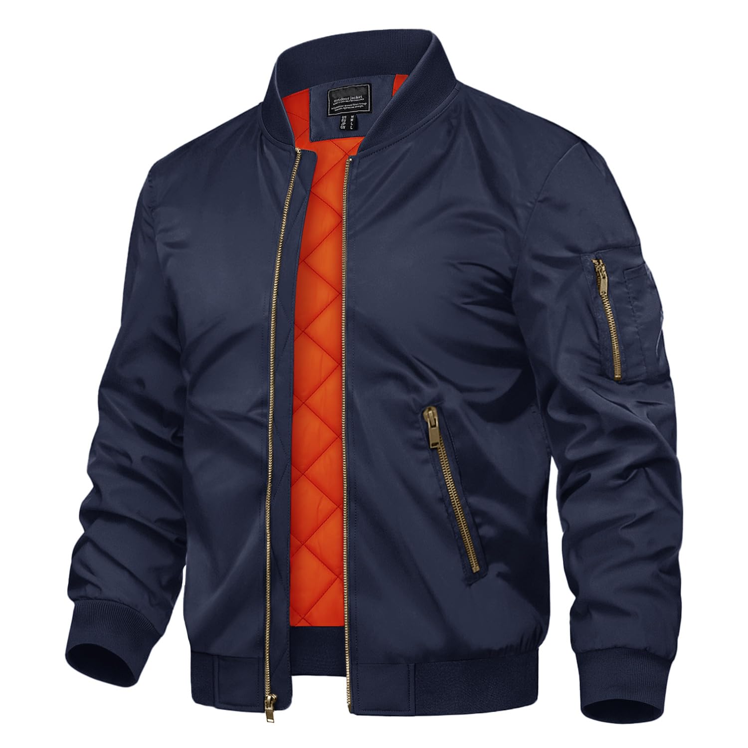 TACVASEN Mens Jackets-Bomber Jacket Fall Winter Warm Windbreaker Full Zip Casual Padded Coats