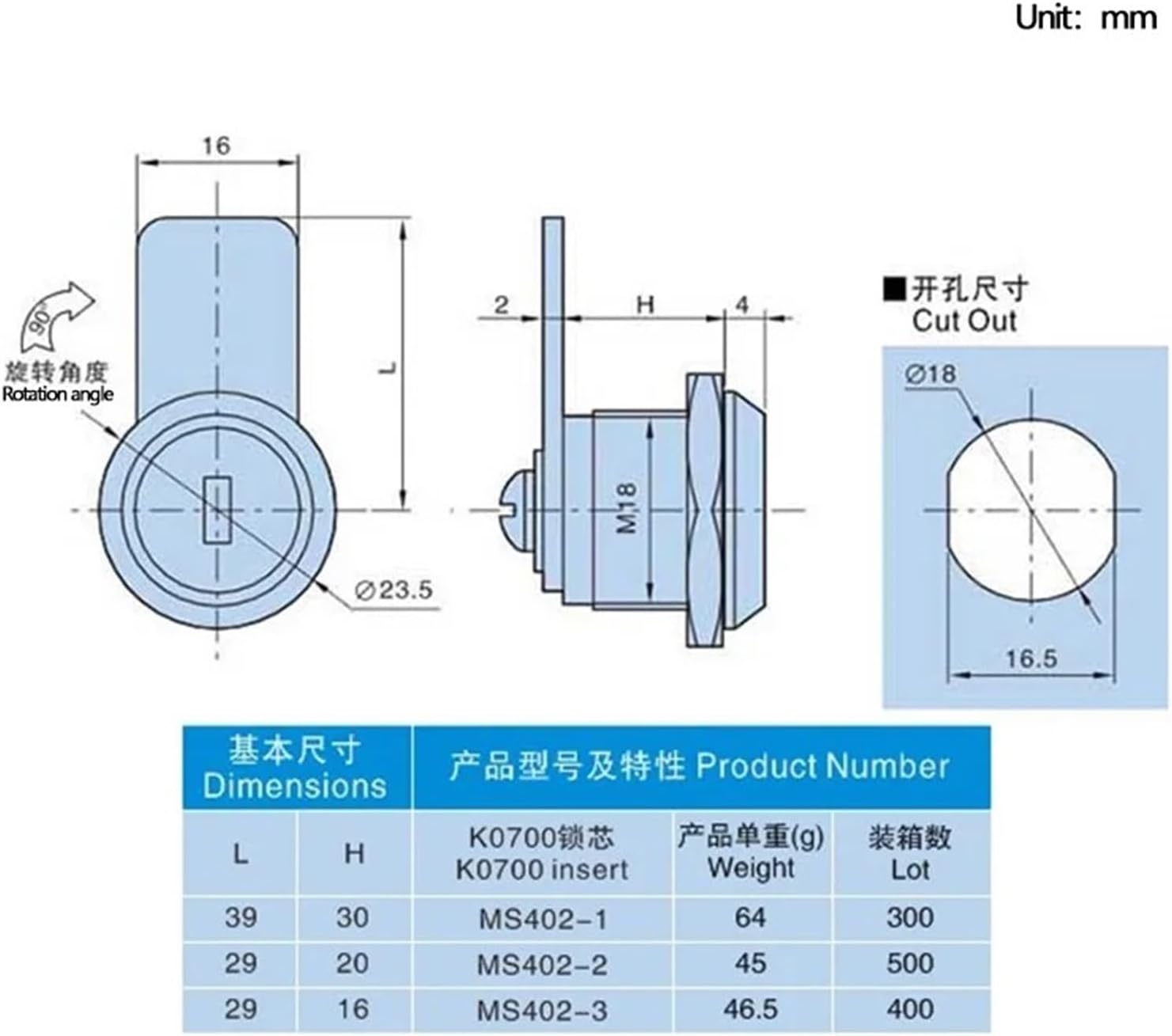 Zinc Alloy Door Lock Used for Industrial Machinery Locks Sheet Metal Cabinets 1Pcs(MS402-2)