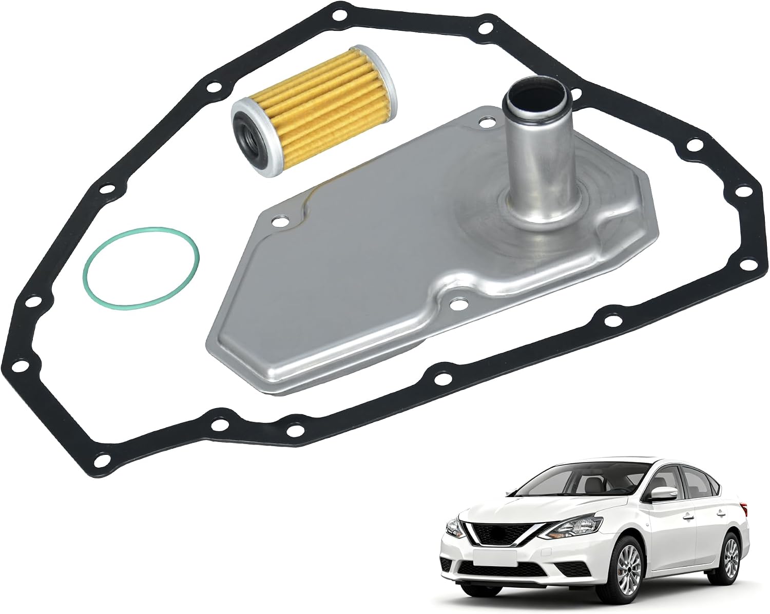 33010-JF015 Automatic Transmission Filter Oil Pan Gasket Kit Compatible with Nissan Sentra 2013-2019, Versa 2012-2019, Versa Note Replace OE 31728-3JX0C 31726-3JX0A JF015E 31728-3JX0B