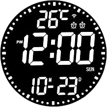 HZDHCLH Digital Wall Clock 12 Inch LED Alarm Clock Colorful Date Week Temperature Timer Control Via Mobile App Via WLAN Connection For Home School Office