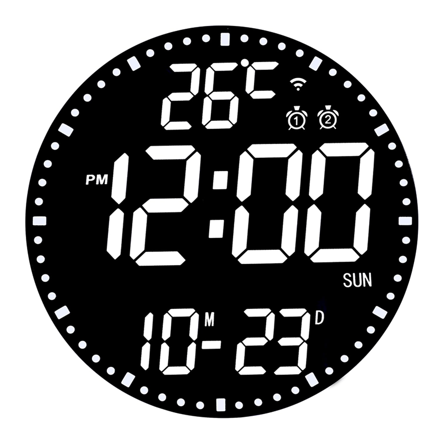 HZDHCLH Digitale Wanduhr 30 cm LED Wecker Bunt Datum Woche Temperatur Timer | Steuerung Per Mobiler App über WLAN-Verbindung Für Zuhause Schule Büro