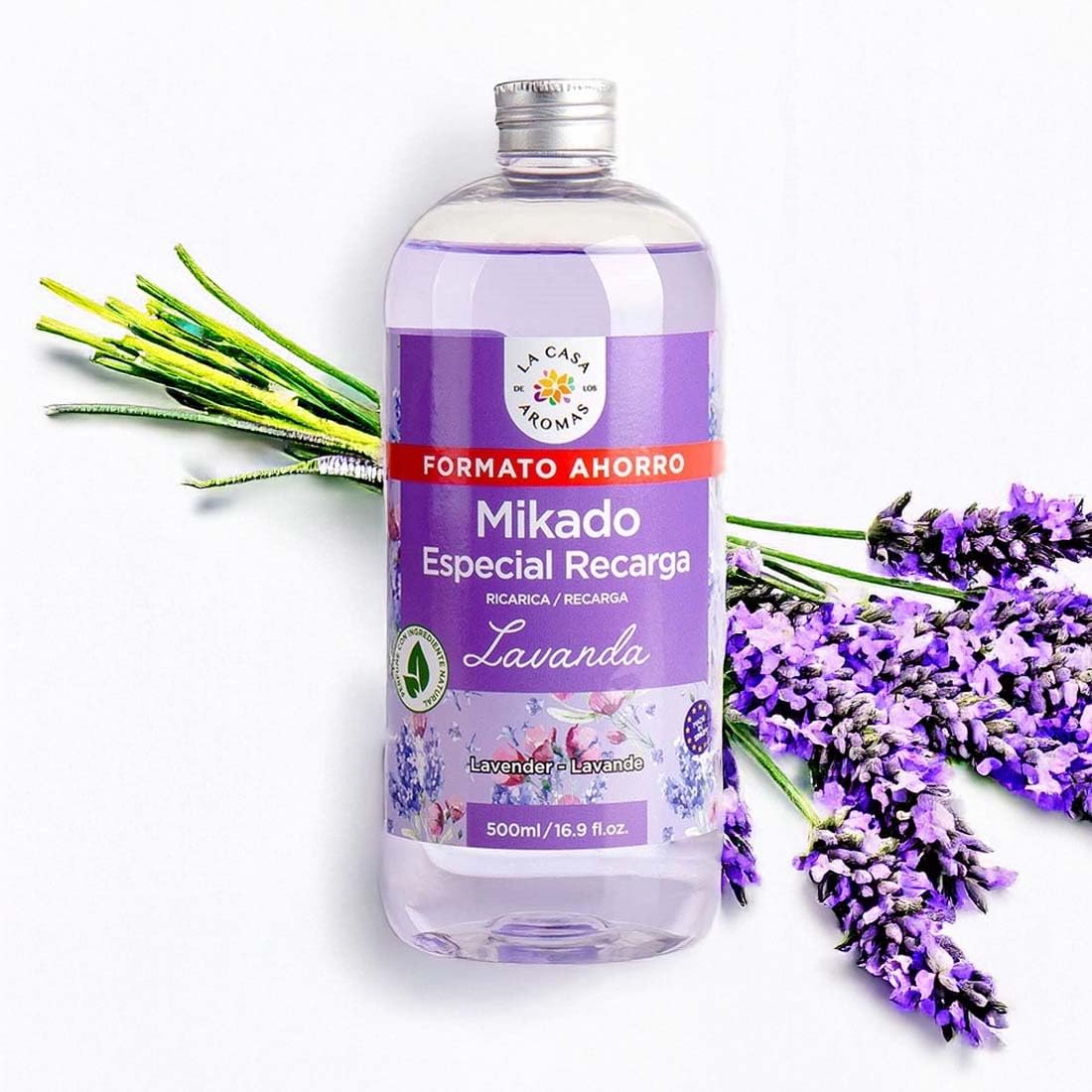 PANDAHOME Ambientador Mikado Reposición 500ML – Recarga de Aroma Natural y Equilibrado LAVANDA Pack de 6