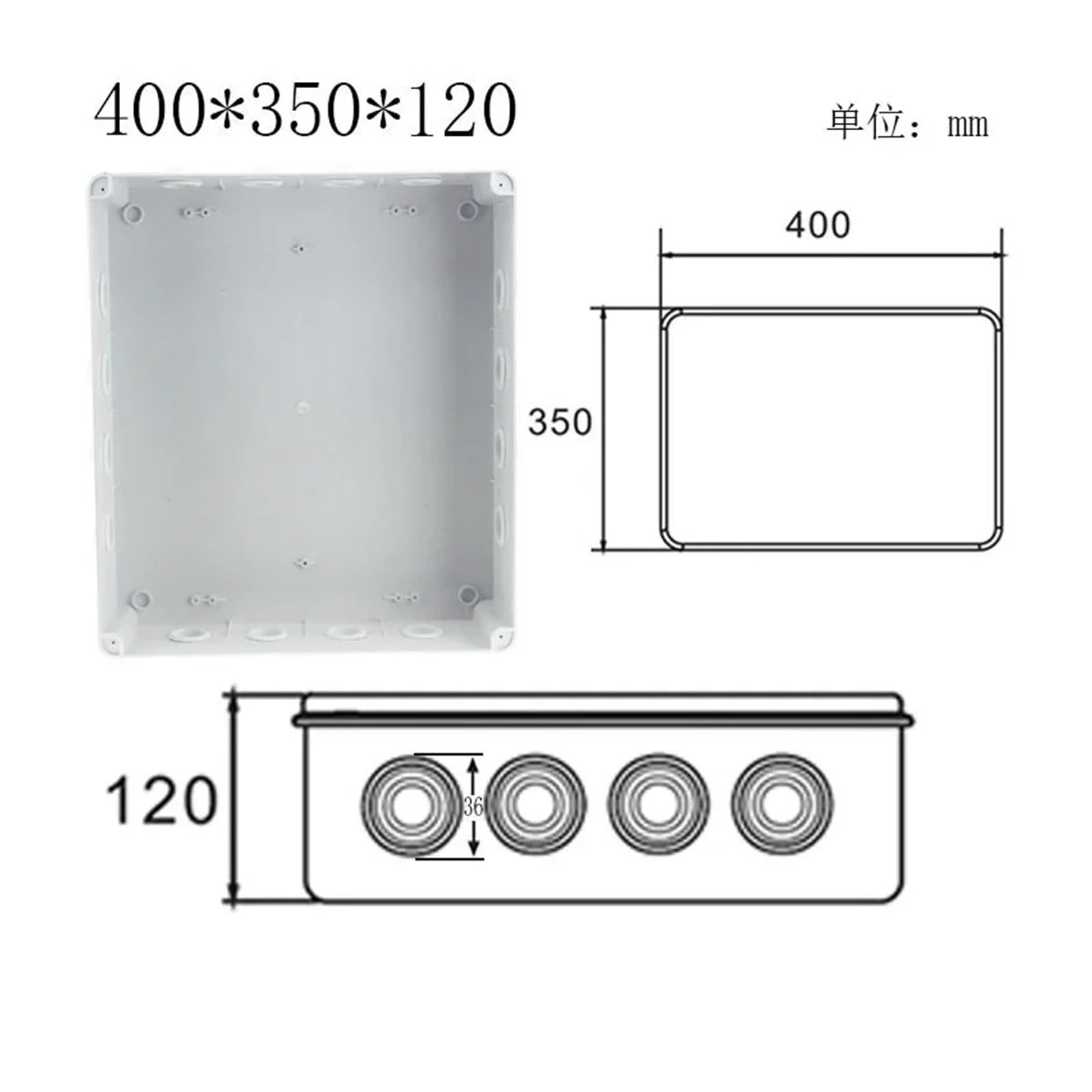 Scatola di derivazione impermeabile Scatola di giunzione impermeabile in plastica ABS IP65 IP66 Scatola di connessione elettrica esterna fai-da-te Scatola di derivazione cavo 1Pc(400x350x120mm)