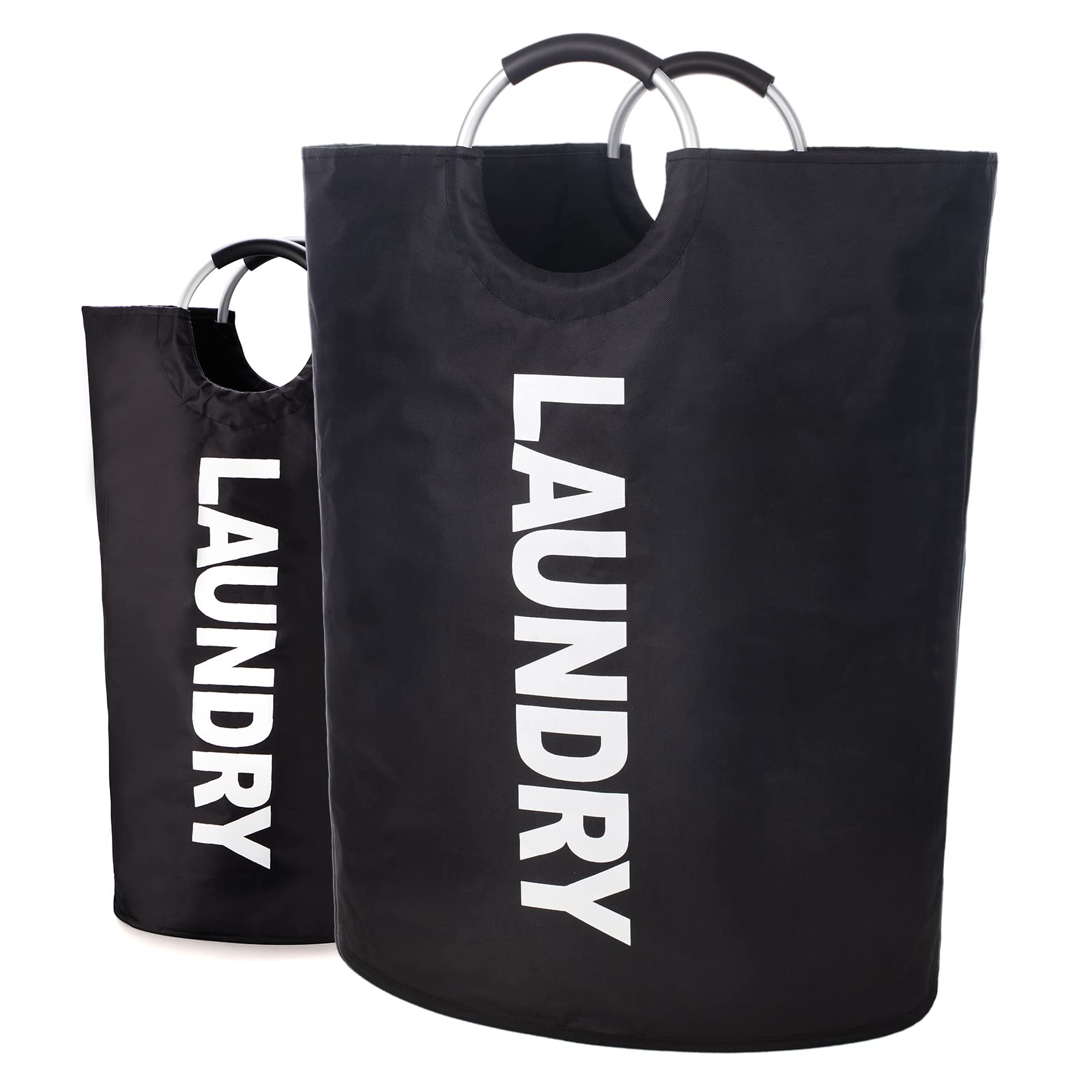 Twira150L XX-Large Laundry Baskets, Laundry Hamper Stands Up Well, Laundry Bag with Padded Handles, Waterproof Laundry Basket Collapsible, Clothes Hamper for Bathroom, Laundry, College (Black)