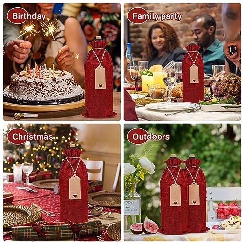 Image of Sailup Burlap Wine Bags 12 Pcs Wine Bottle Gift Bags With Drawstrings Tags & Ropes for Christmas Weddings Holiday Party, Birthdays, Travel, Blind Tastings, Reusable Home Storage 750ml