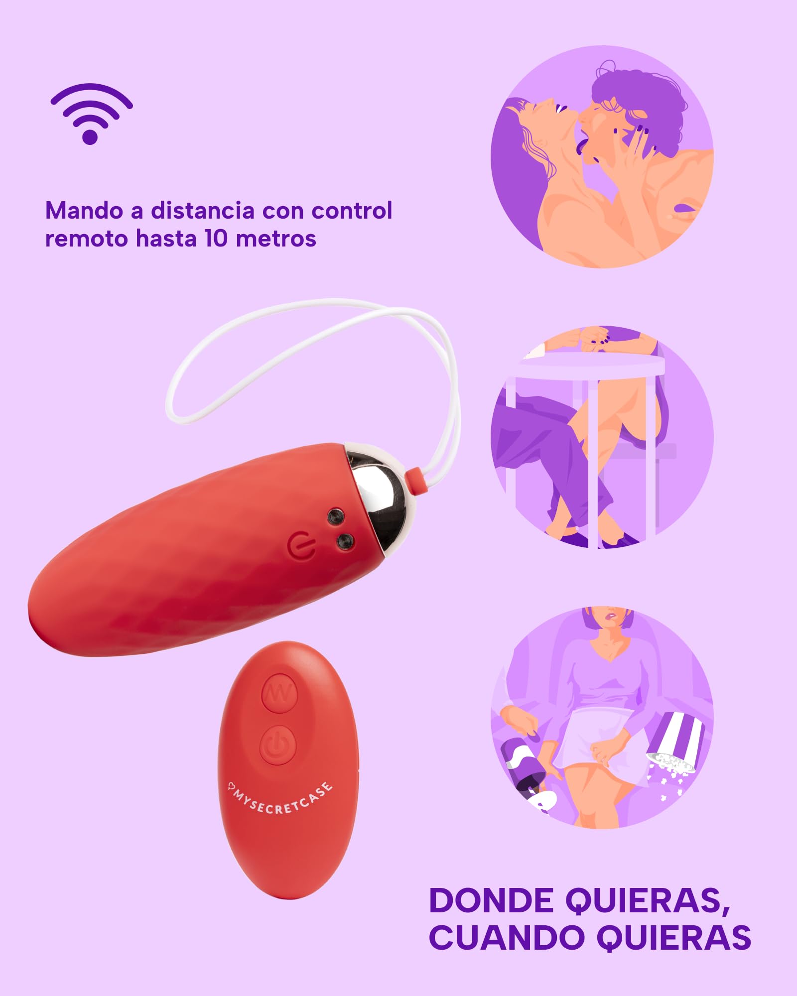 MySecretCase Consoladores.. Para Mujer con Vibración 10 Modos Vibrador Mando Distancia Huevo Vibración con Mando Juguetes Sexuales Pareja Vibrador Control Remoto Silicone IPX7 USB Juguetes Eroticos