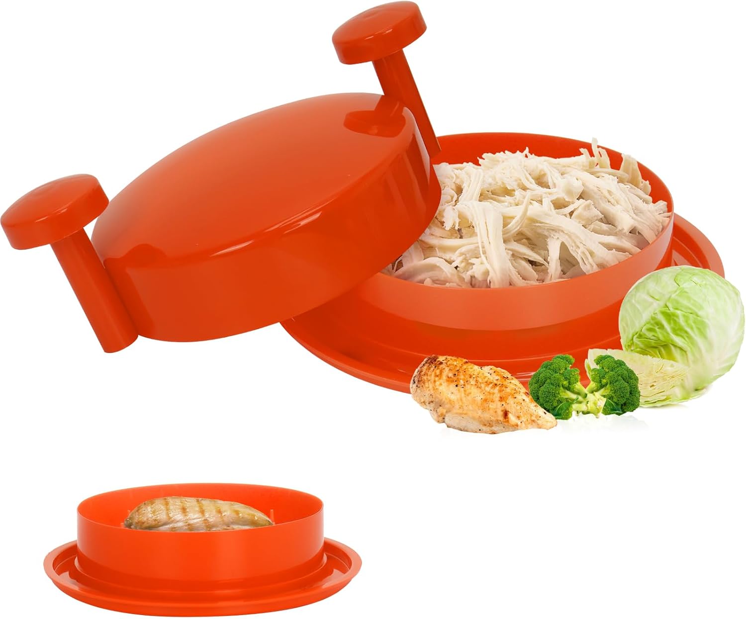 Chicken Shredder, Chicken Shredder Tool Twist, Meat Shredder with Ergonomic Handle, Easy Cleaning, Anti-Slip, Dishwasher Safe, Chicken Grinder, Meat Shredder Tool Twist for Pork Beef Chicken (Orange)