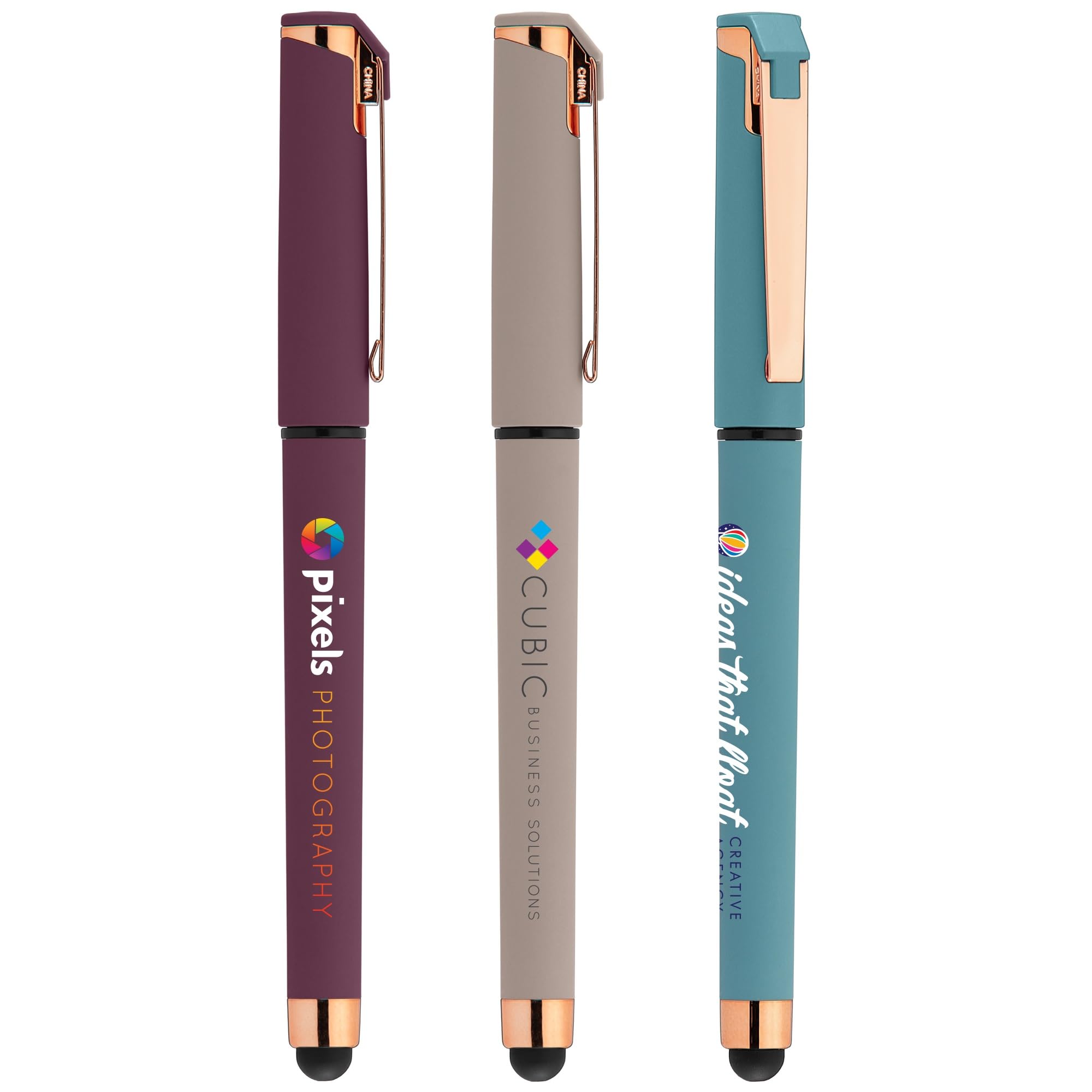 Custom Pens Islander Softy Rose Gold Designer Gel Pen w Stylus - ColorJet 1 74 pc Qty 250