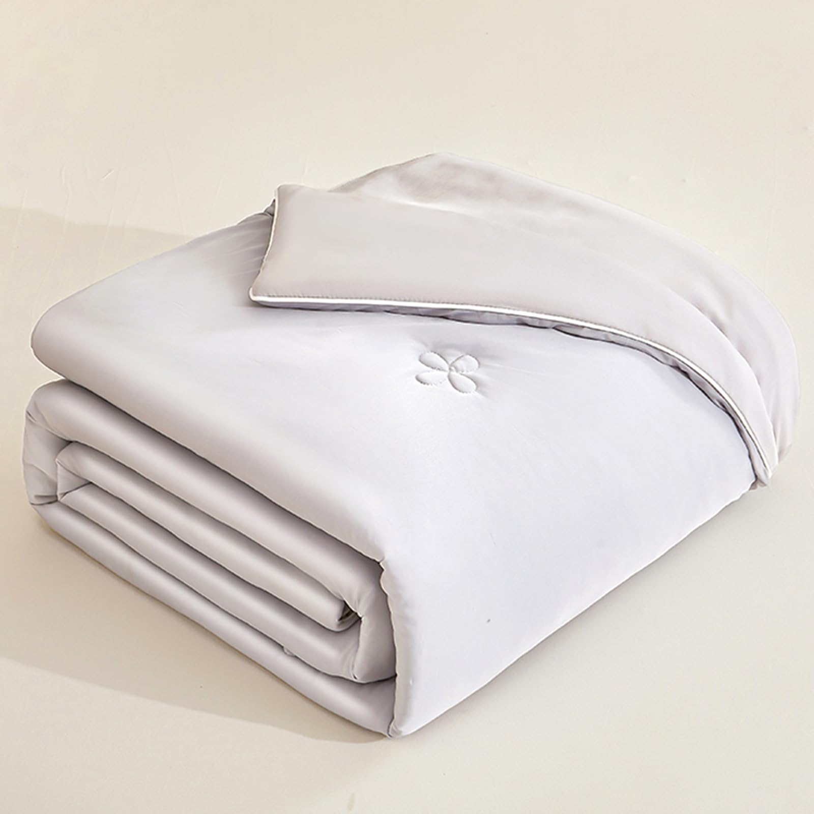 Zcxryfl Grey Summer Cool Quilt Thin Breathable Quilts Single/Double Skin-Friendly Duvet, For Sofa Throw/Lunch Break Blanket/Hot Nights, Polyester And Knitted Cotton Fabric, Washable(Double: 180X200cm,)