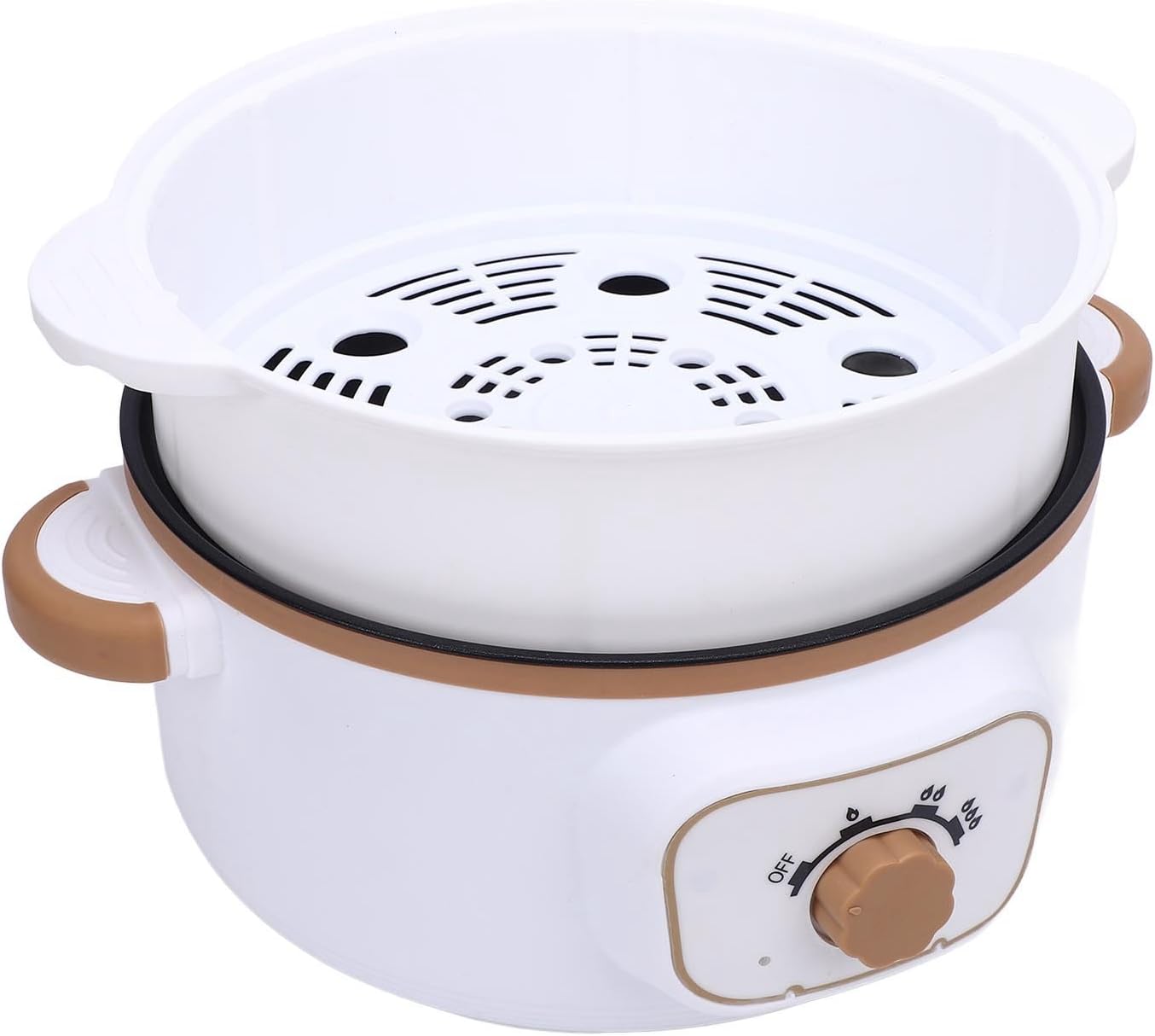 Mingzhe Electric Hot Pot Multifunctional Cooking Pot 800W Electric Pot with Steaming Basket Nonstick Coating for Family Gatherings (US Plug)