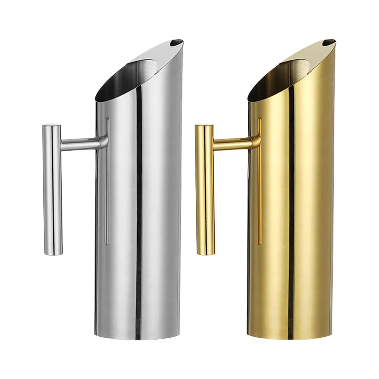 Jazuaiao Nonrust Steel Pitcher Gold Silver Finish, Large Capacity Ergonomic Handle & Drip Proof Spouts for Kitchen Leak Proof Water Pitcher for Event
