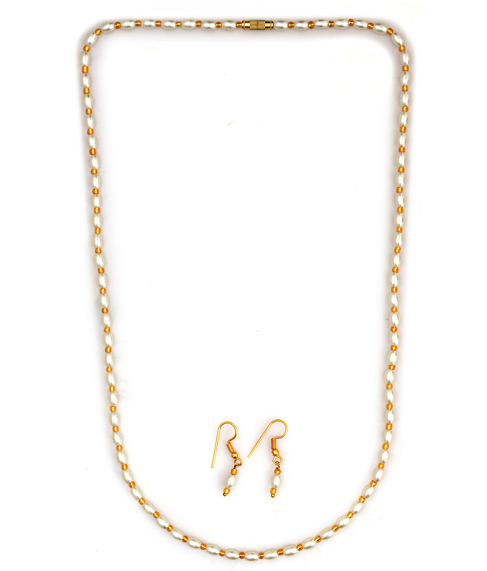 GIACOMO Pearl 8MM Bead Size Strand Statement Rice Smooth One Layer Necklace Pearl Moti Mala Jewellery Set with Earrings Set for Women Girls (B0DC6WHZRH) Amazon Price History, Amazon Price Tracker