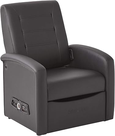 X-Rocker Premier Modern Chair for Kids, Teens and Juniors, Ottoman Upholstered Armchair Sofa Couch with Soft Padded Seat and 2.1 Speakers for Home or Bedroom, Black Faux Leather for PS XBOX Nintendo