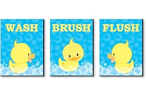3-Piece Kids Bathroom Rules Printable Ducky Decor Wall Art Set