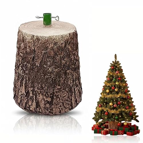 K2 STORE – Base per Albero di Natale in Resina, Supporto Albero Effetto Tronco Reale, Base Robusta e Stabile con Attacco Universale 35 mm, Altezza 34 cm, Ideale per Alberi Artificiali 32x26x34 cm