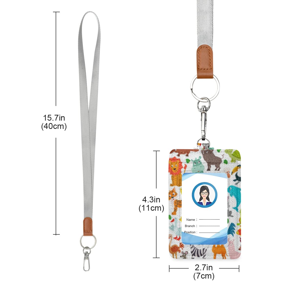 IUAQDP 4 Stuks Leuke Kat Oor Vorm ID Badge Houder Met Afneembare Lanyard, Cartoon Dier Vorm Siliconen Kaart Beschermhoes, Verticale Waterdichte Plastic Clear Scannable Naam Tag Nek Pouch