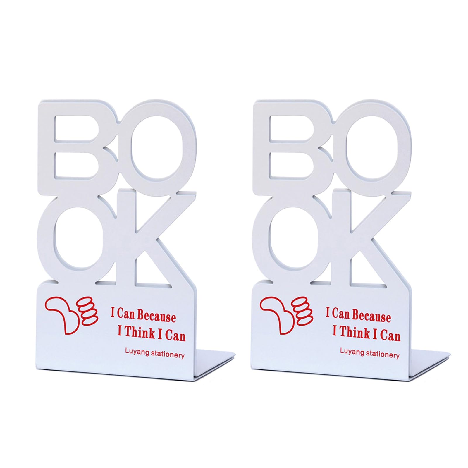 2Pcs Hollow Book Ends for Shelves Heavy Duty Metal Bookends Hollowed Letter Desk Ends Stopper T Shape Metal