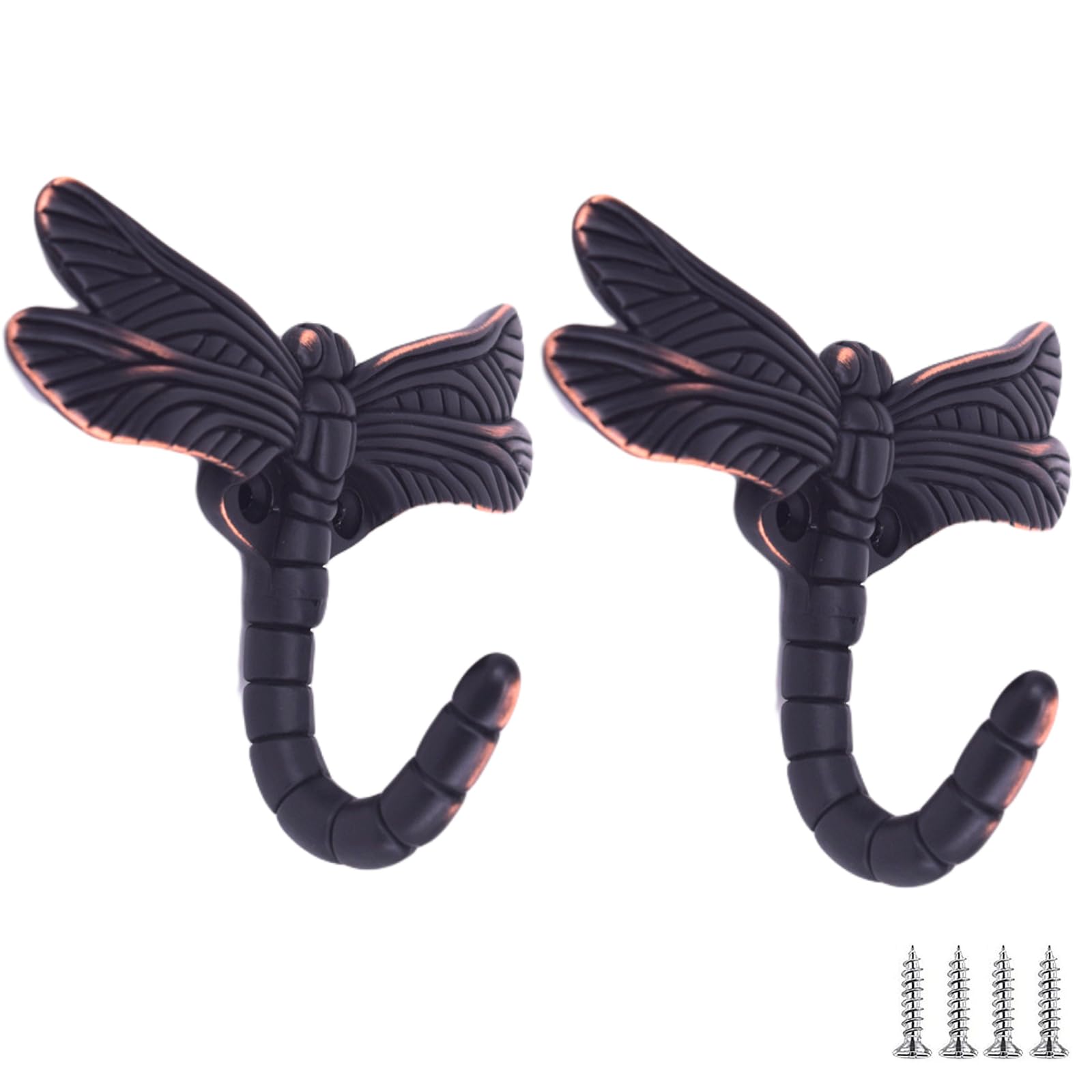 Piyyqny Red Ancient Coat Hooks For Wall 2 Pack Dragonfly Decorative Hanger Hook Wall-Mounted Clothes Hook Zinc Alloy Coat Hook Back Door Hook Wall Hanger Hook(Red Antique 115Mm)