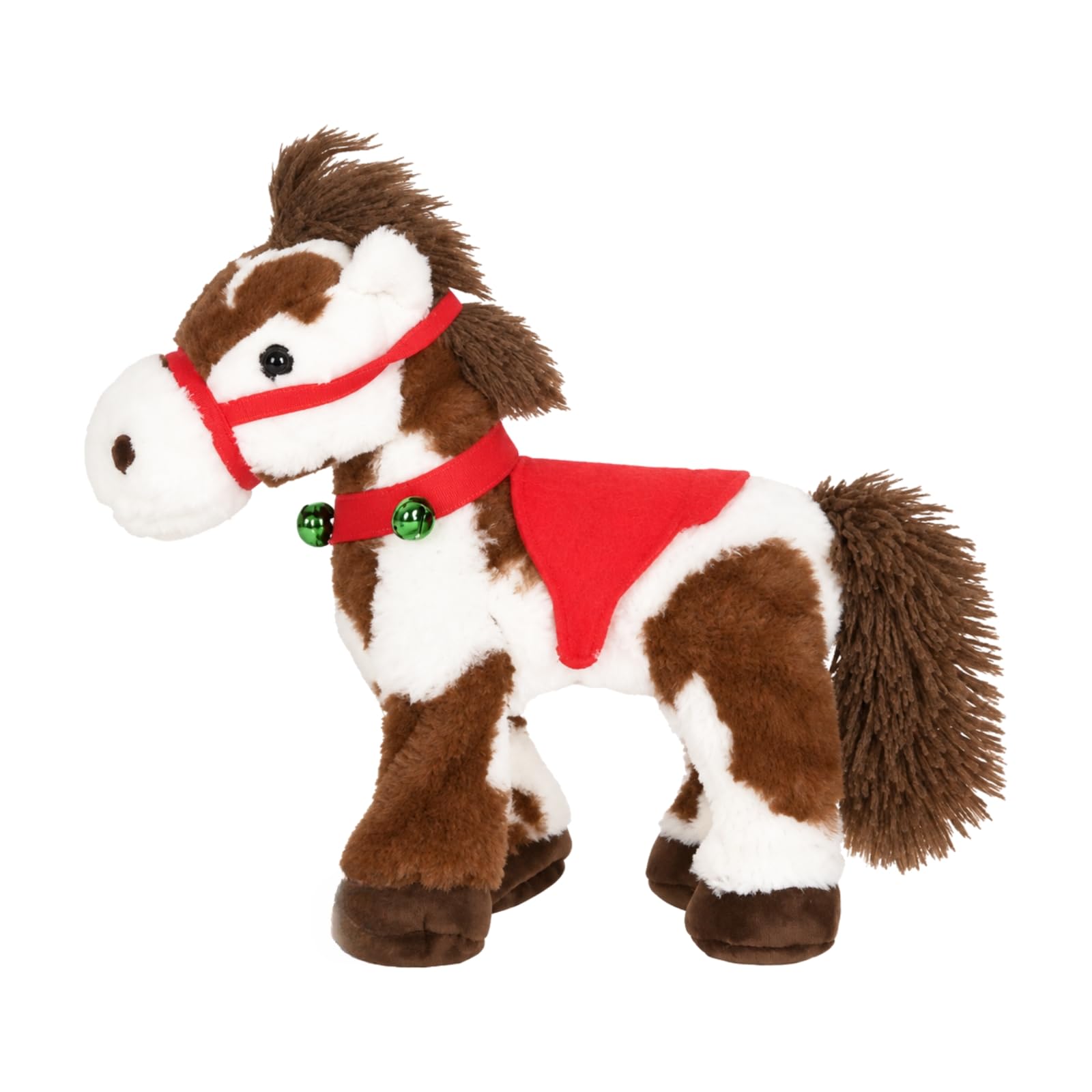 Peluche Maculato e Bianco Imbottito di Peluche con Redini Rosse Interattivo Giocattolo per Bambini, Area Giochi