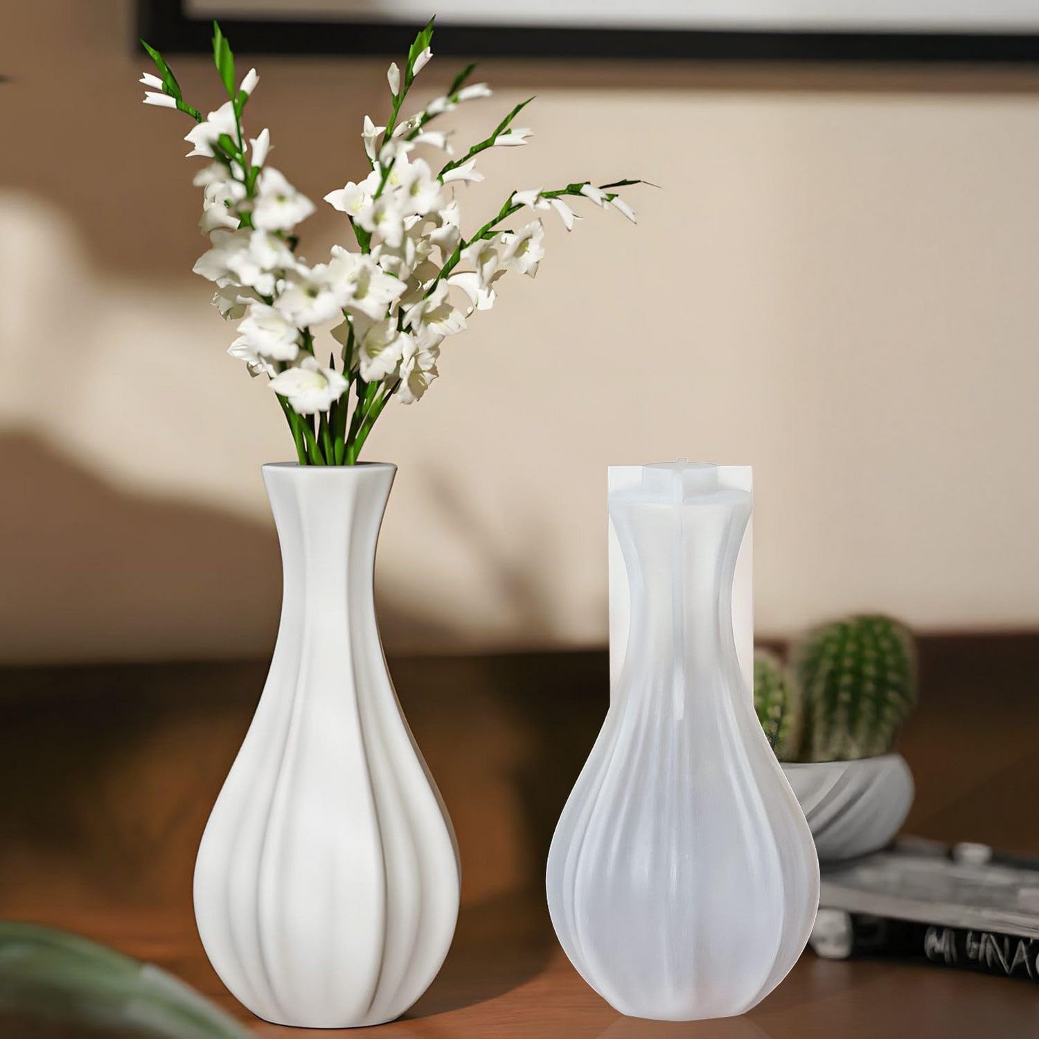 Silicone Mould Flower Pot Vase JSM73 | Ribbed Teardrop Shape, Multiple Colours, Lightweight 304g, Home Decor-image-15