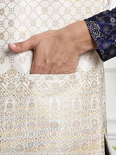 Image of Sojanya (Since 1958 Men'S Silk Blend Kurta Pyjama & Nehru Jacket Combo