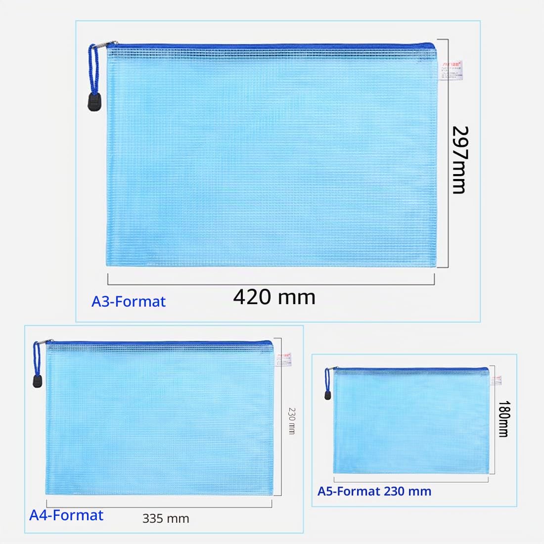 MerryNine Reißverschlusstasche Dokumententasche (5 Farben30 Pack) Briefgröße wasserdichte Dokumententasche für Schule Bürobedarf Kreuzstich Organizing Storage (A3-10Pack A4-10Pack A5-10Pack)
