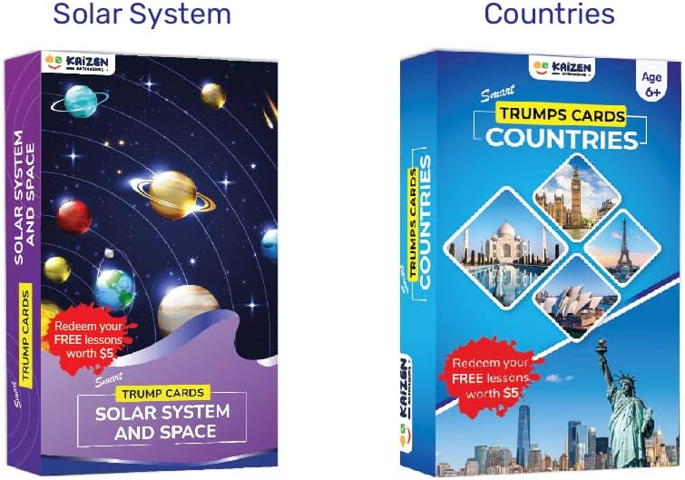 Kaizen MicroLessons Trump Card Game for Age 6-13. Learn While Playing. (Trumps: SolarCountry)