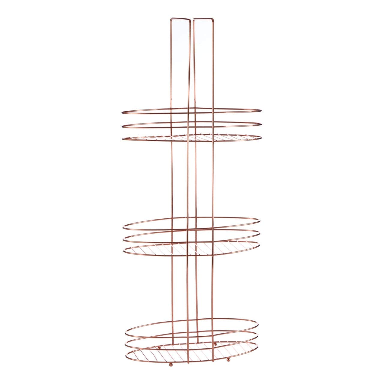3 Tier Shower Storage Rack, Bathroom, Chrome Wire, Copper Plated - 80cm
