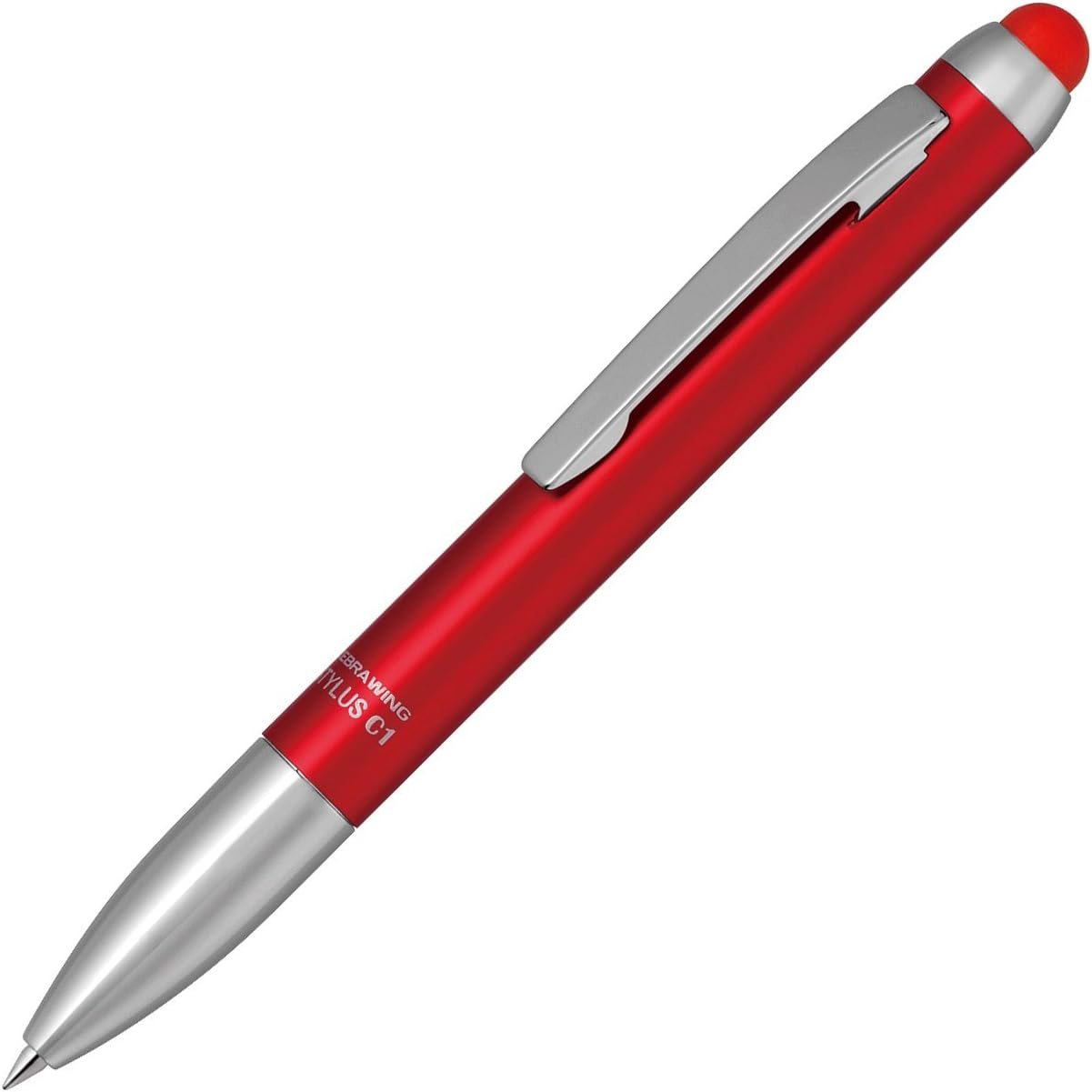 Zebra Stylus C1 Luxury Aluminum Shaft, Capacitive Type Stylus with Twist Ballpoint Pen, Red (P-ATC1-R)