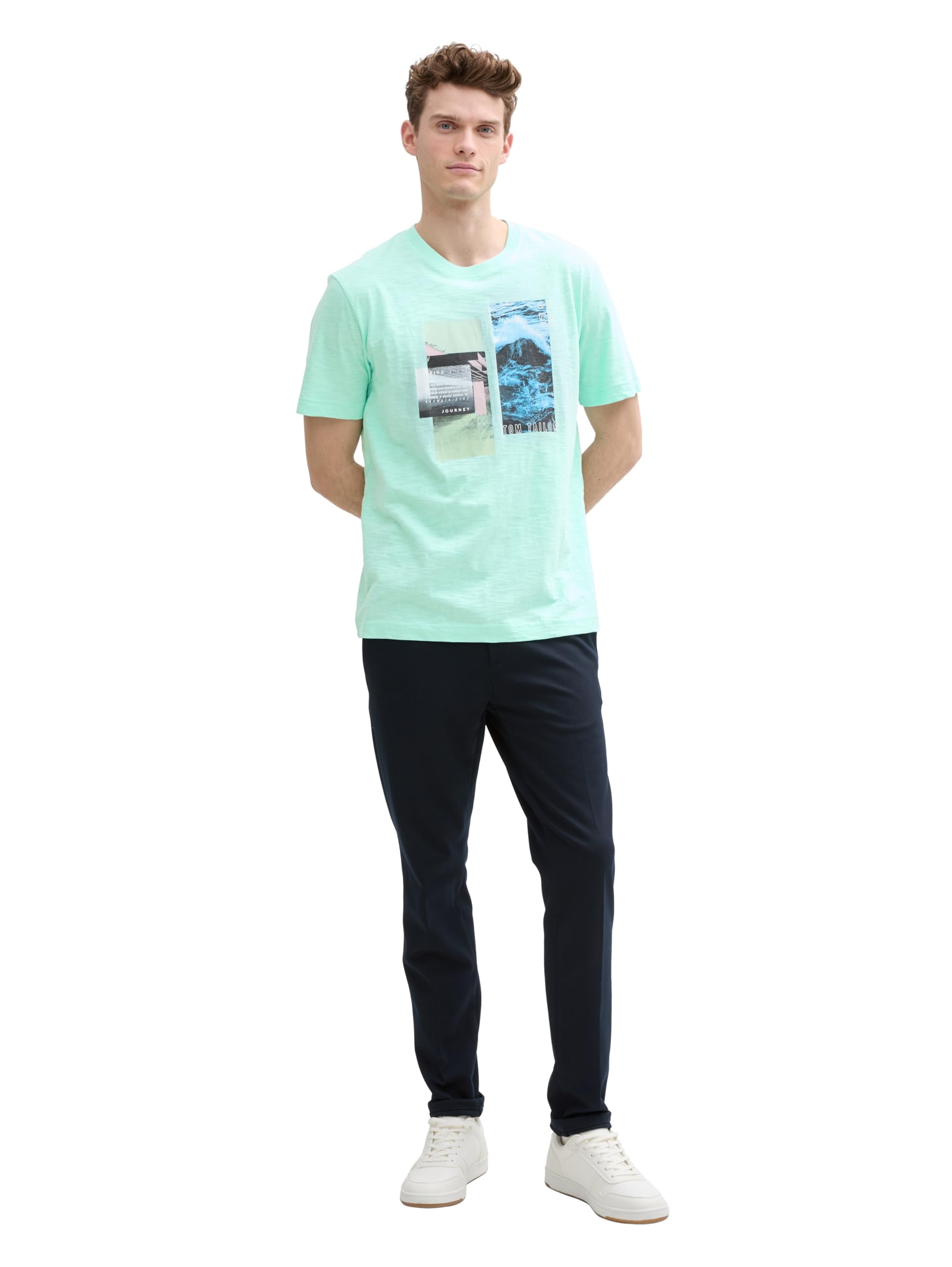 TOM TAILOR Herren 1045692 T-Shirt, 37105 - Bright Mint Green, S EU – Ansicht 2