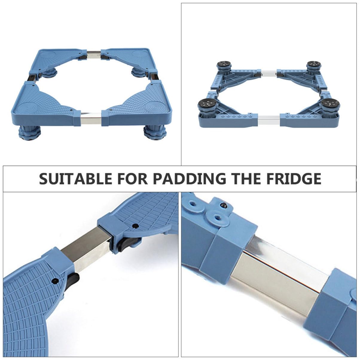 GLEAVI Base Ajustable para Lavadora y Soporte para Refrigerador 4 Pies, Altura Regulable, Antideslizante y Amortiguación para Mover y Fijar