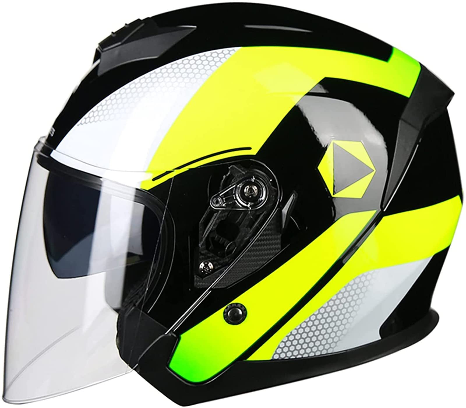 Kaski motocyklowe z otwartą twarzą dla dorosłych z podwójną osłoną przeciwsłoneczną, stylowy kask do rowerów Cruiser Atvs Scooter, certyfikat ECE przeszedł test kolizji, aby spełnić bezpieczeństwo na drogach D, M = 57~58 cm